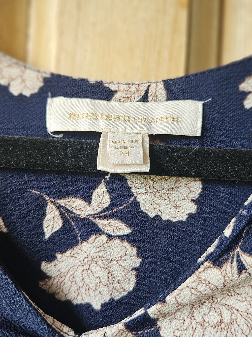 Monteau Navy Blue Midi Dress with Cream Floral Print